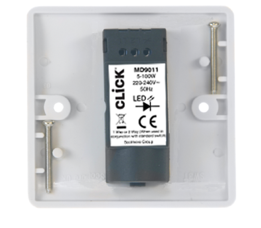 Click Mode 1 Gang 2 Way 100W Push Dimmer Switch White