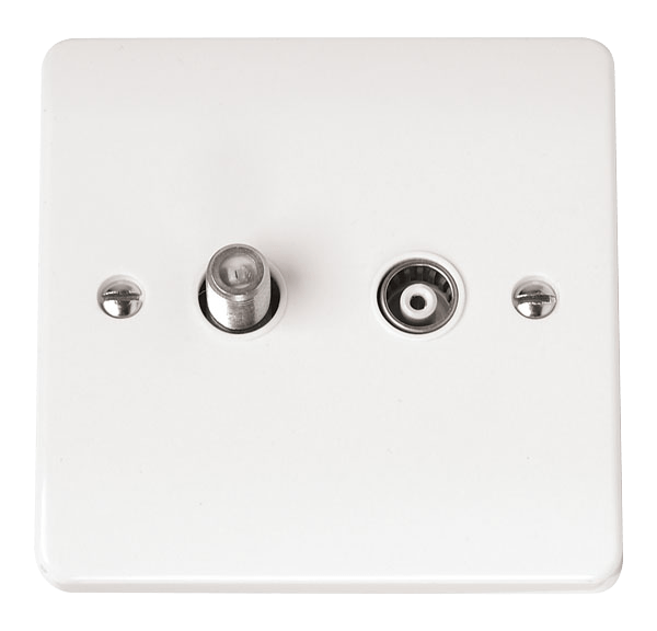 Click Mode 1 Gang Non Isolated Satellite and Coaxial Sockets White