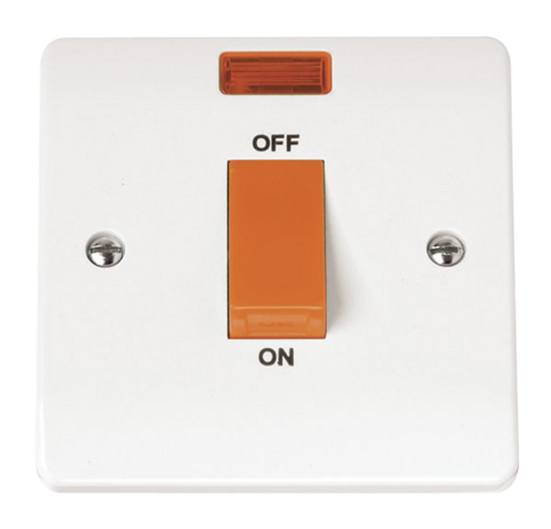 Click Mode 45A 1 Gang DP Plate Switch with Neon White