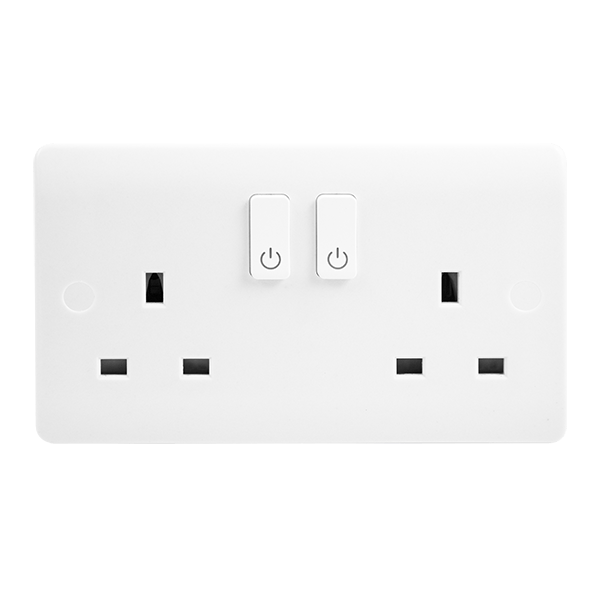 Click Smart 13A 2 Gang DP Zigbee Smart Single Switched Socket White