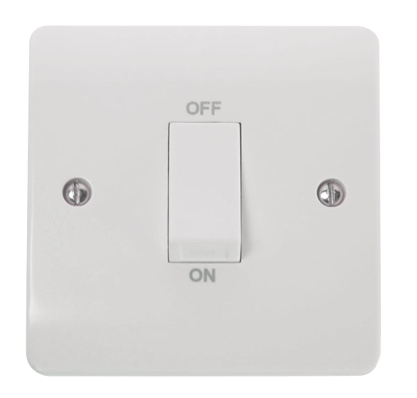Click Mode 45A 1 Gang DP Plate Switch with White Rocker White