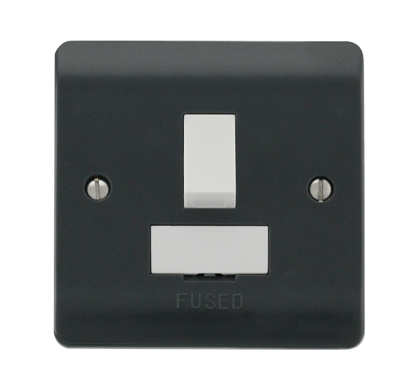 Click Part M 13A 1 Gang DP Switched Fused Spur Anthracite Grey with White Switch