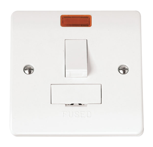 Click Mode 13A 1 Gang Switched Fused Spur with Neon White