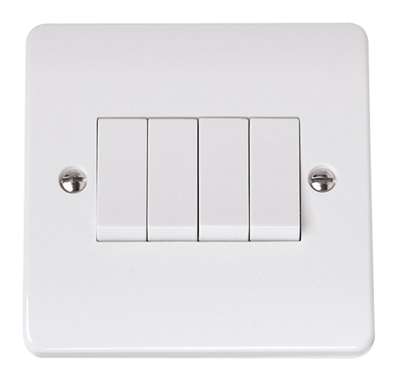 Click Mode 4 Gang 2 Way Single Plate Switch White
