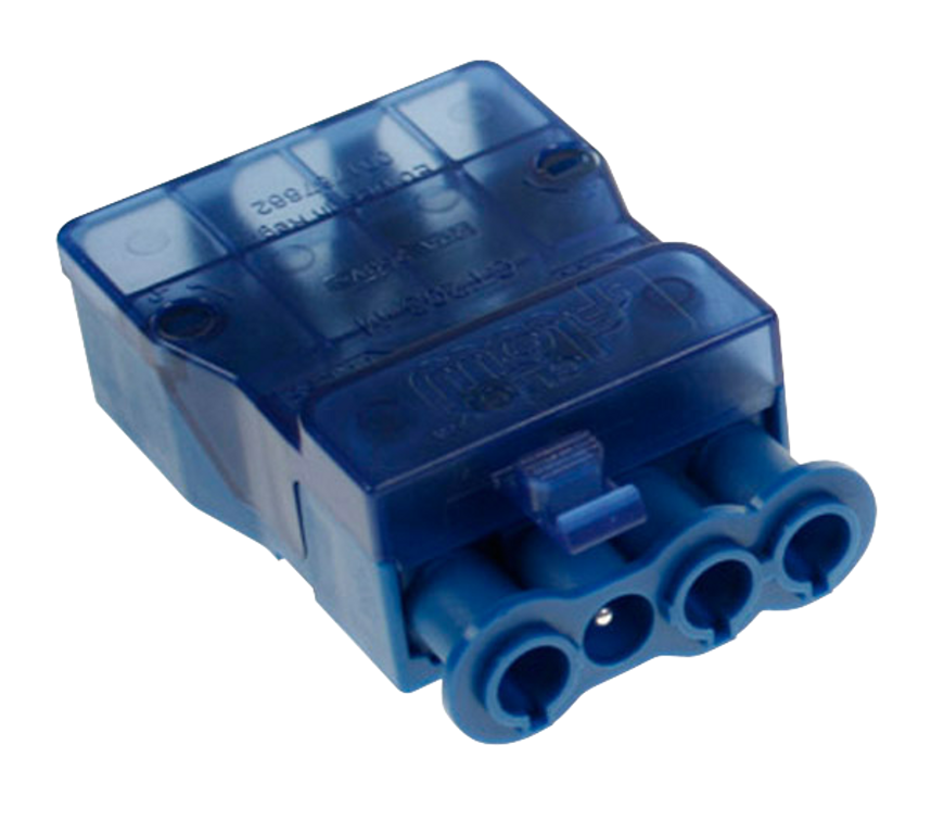 Click Flow 250V 20A 4 Pole Male Fast-Fit Cord Grip Connector Blue