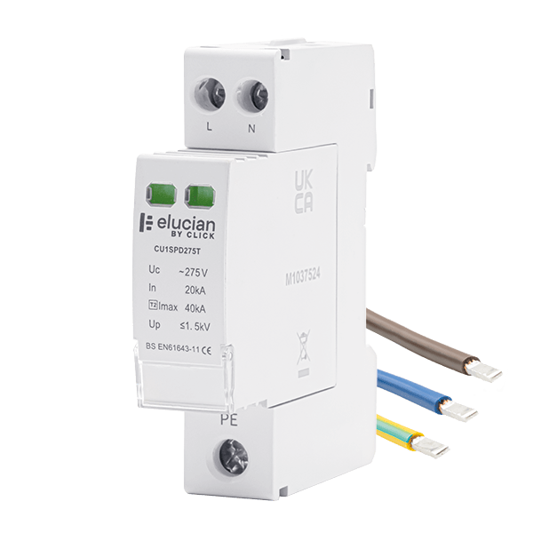 Elucian 40kA Type 2 Single Module Surge Protection Device with Tails