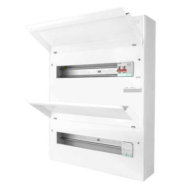 Elucian 36 (31 Free) Way Dual Row Metal Consumer Unit with 100A Mains Switch, 100A Connector & 2 Pole SPD