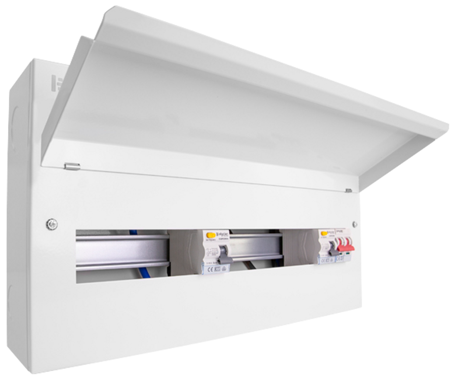 Elucian 8+8 Way 100A Main Switch + 80A Dual RCD Metal Consumer Unit