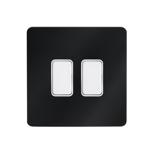 Forum 2 Gang Kinetic Grid Switch Plate Black Chrome