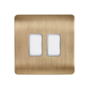 Forum 2 Gang Kinetic Grid Switch Plate Satin Brass