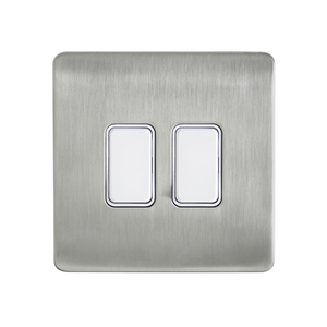 Forum 2 Gang Kinetic Grid Switch Plate Satin Nickel