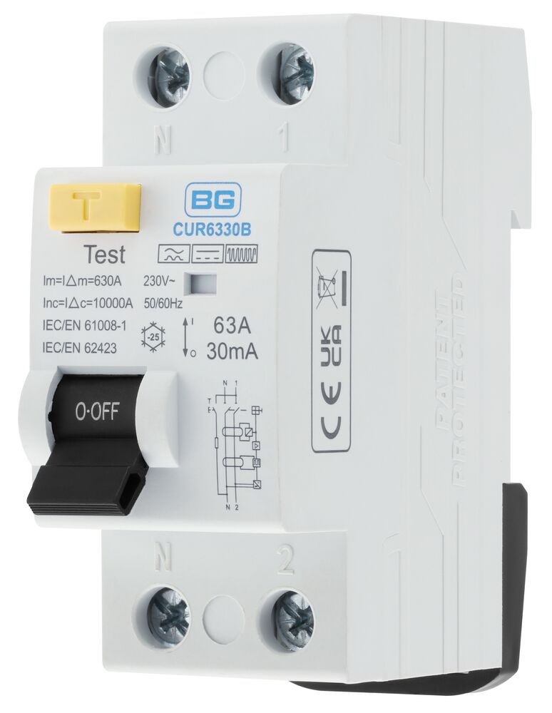 BG 63A 2 Pole  2 Module 30mA Bi-Directional B-Type RCD
