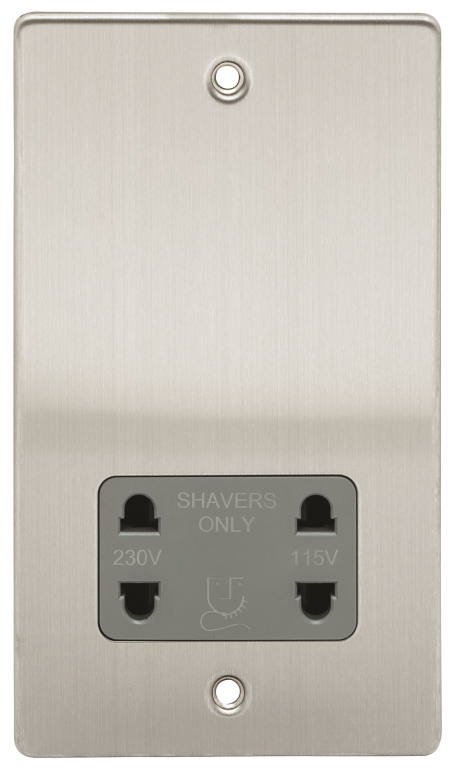 Niglon 115/230V Dual Voltage Shaver Socket Brushed Chrome