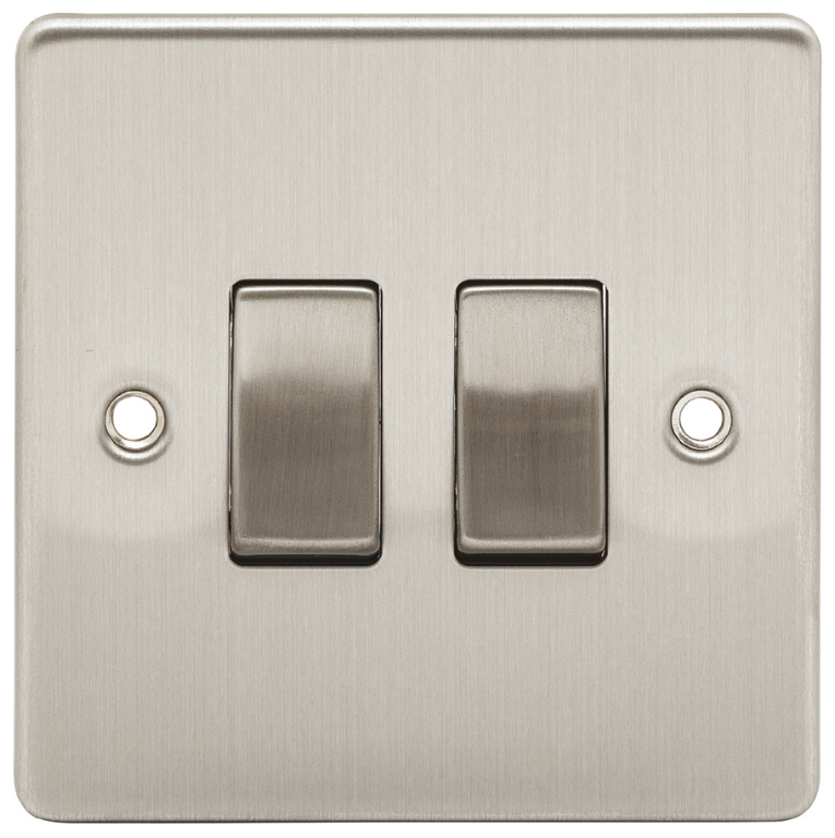 Niglon 2 Gang 2 Way Switch Brushed Chrome