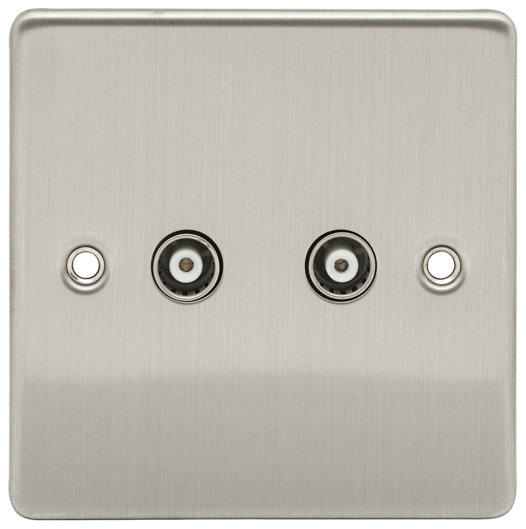 Niglon 2 Gang Isolated Co-Axial Socket Brushed Chrome