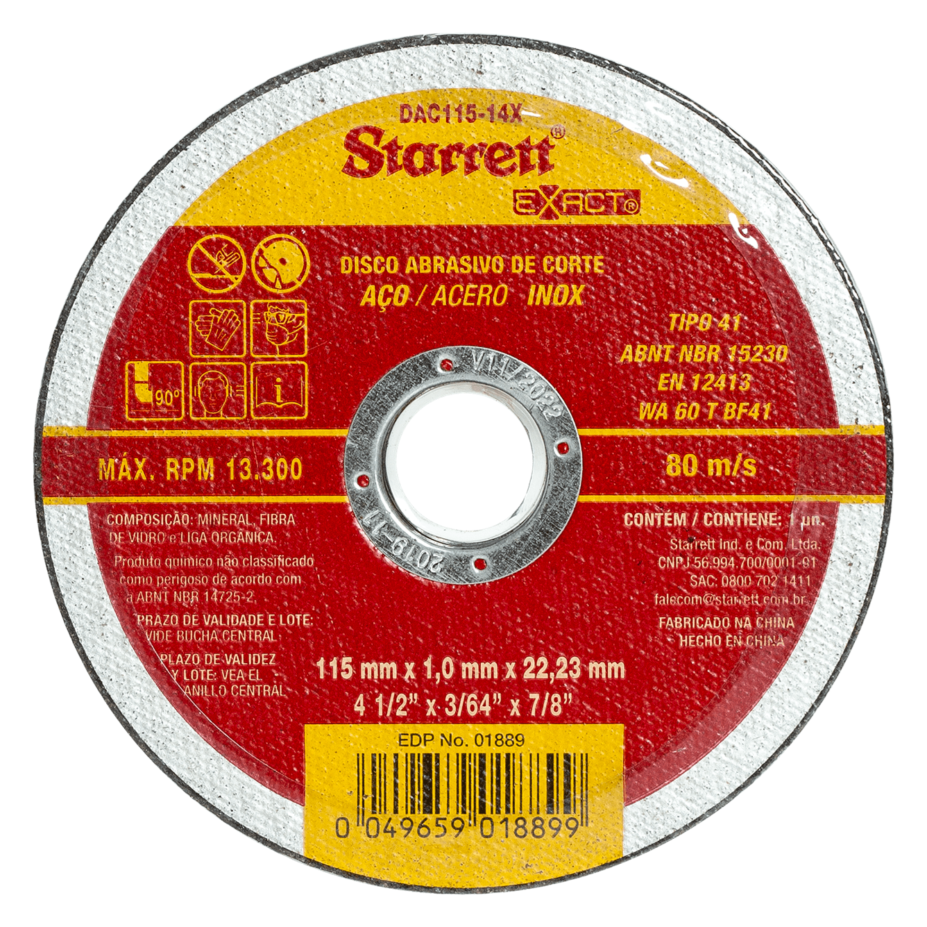 Starrett 115mm x 1.0mm Abrasive Cutting Disc (Pack of 12)