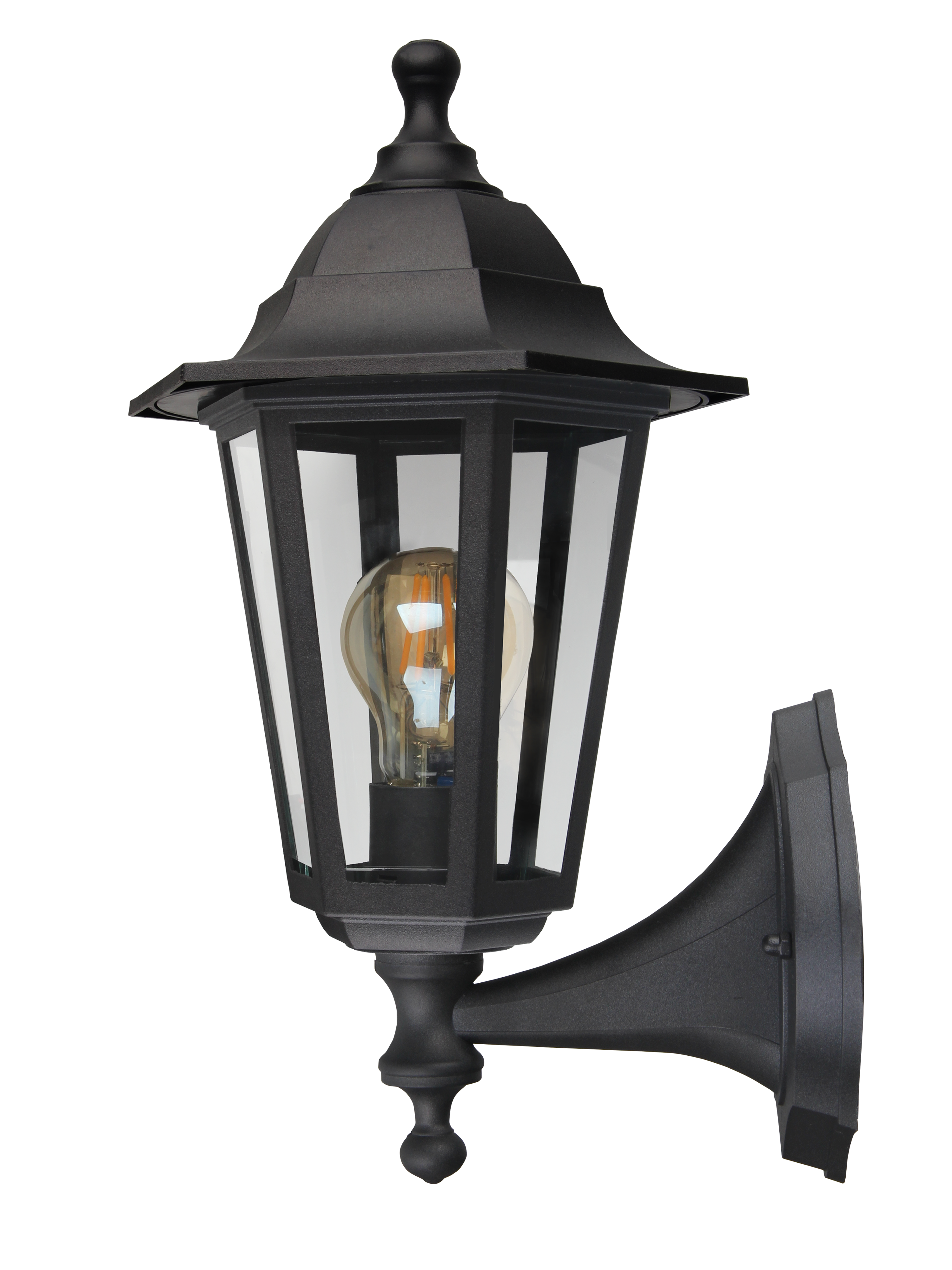 Kosnic Darwin E27 IP44 Non Corrosive Wall Lantern with Dusk til Dawn Sensor Black