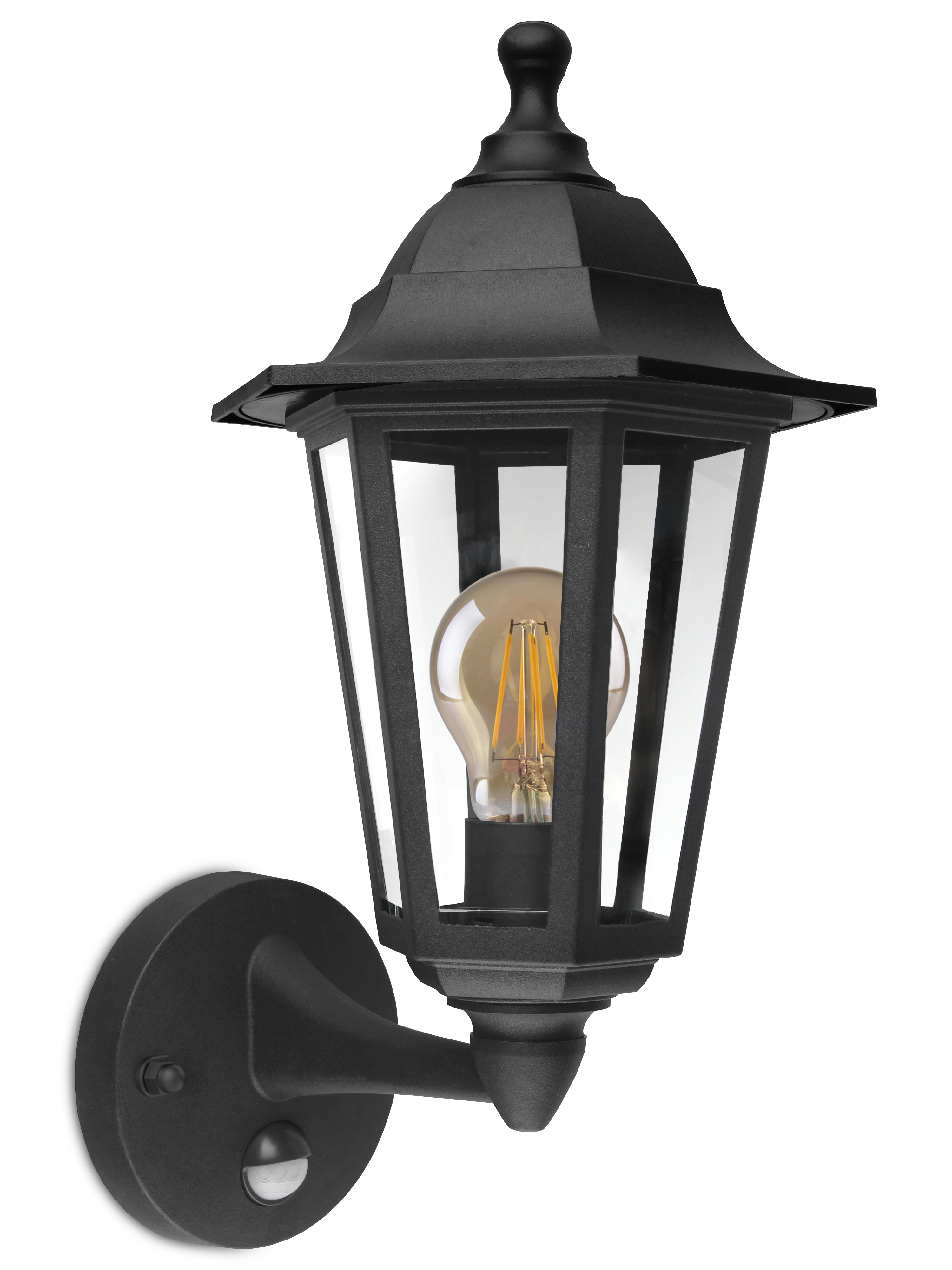 Kosnic Darwin E27 IP44 Polyamide Wall Lantern with PIR