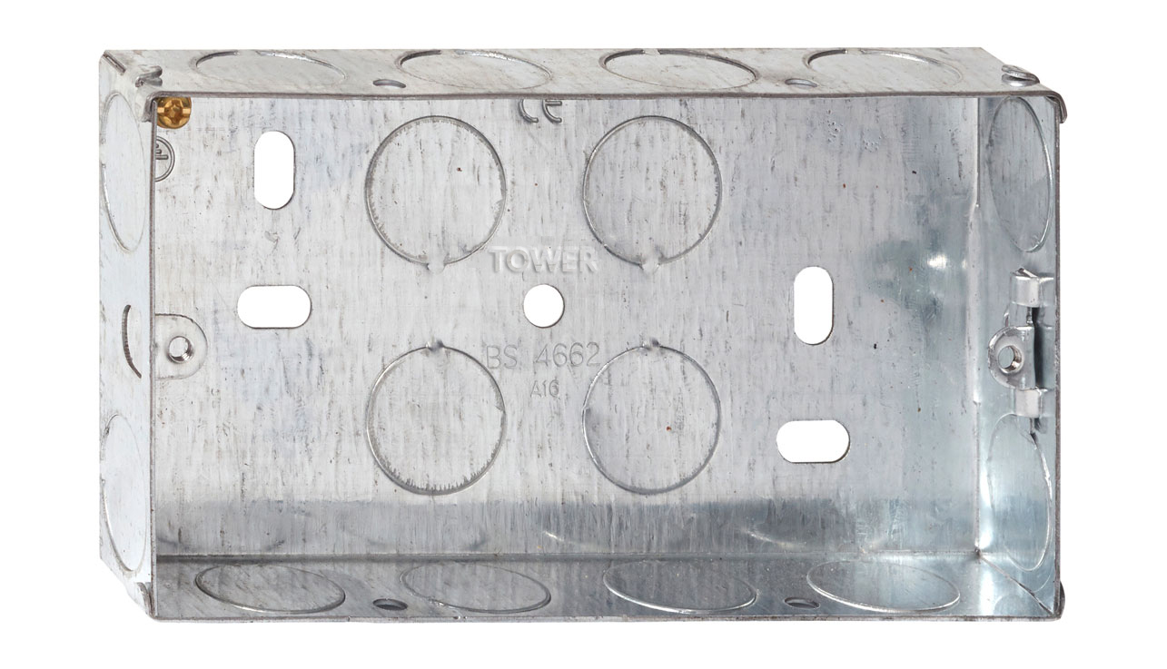 2 Gang 25mm Deep Metal Knockout Box