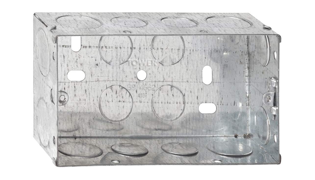 2 Gang 47mm Deep Metal Knockout Box