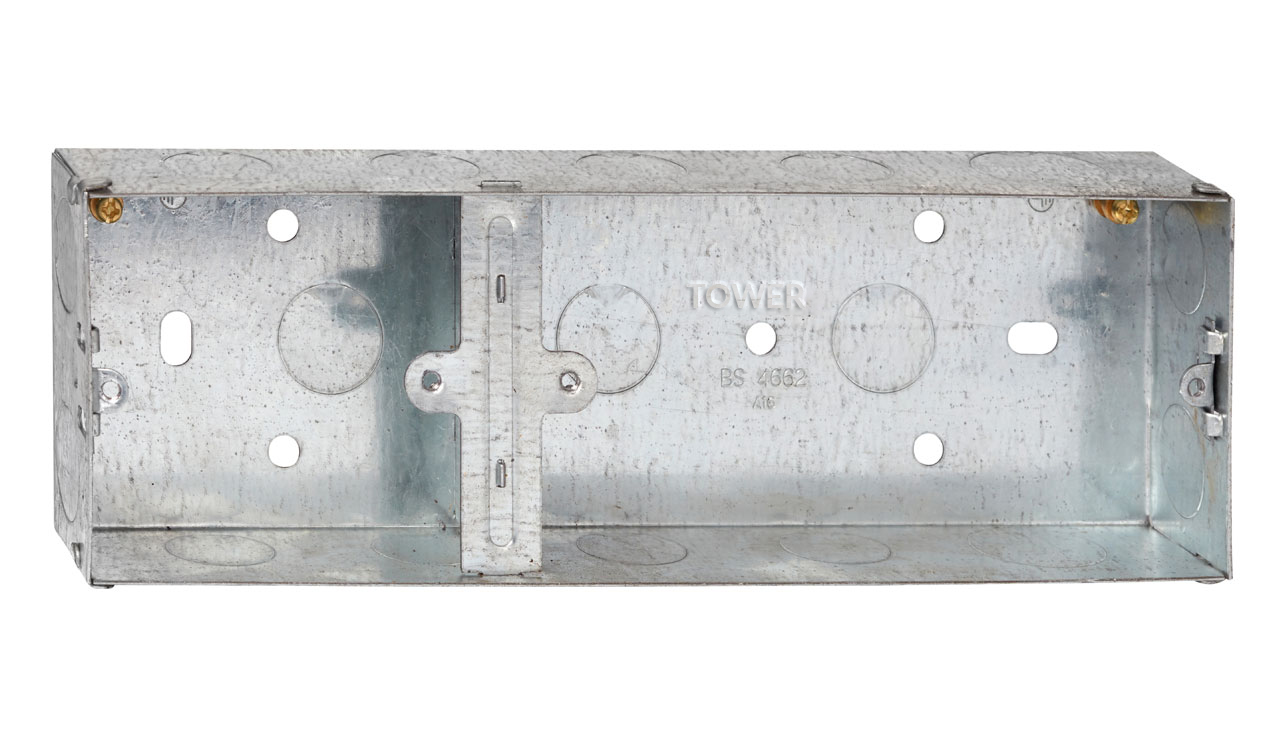 2 + 1 Gang 35mm Deep Metal Knockout Box