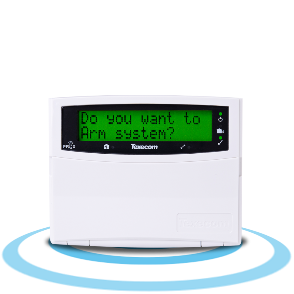 Texecom Premier Elite Green LCD Display Keypad with Built In Proximity Tag Reader Wall Mount White