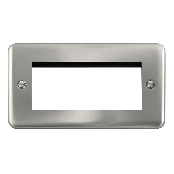 Click Deco Plus 2 Gang 4 Aperture New Media Front Plate Satin Chrome