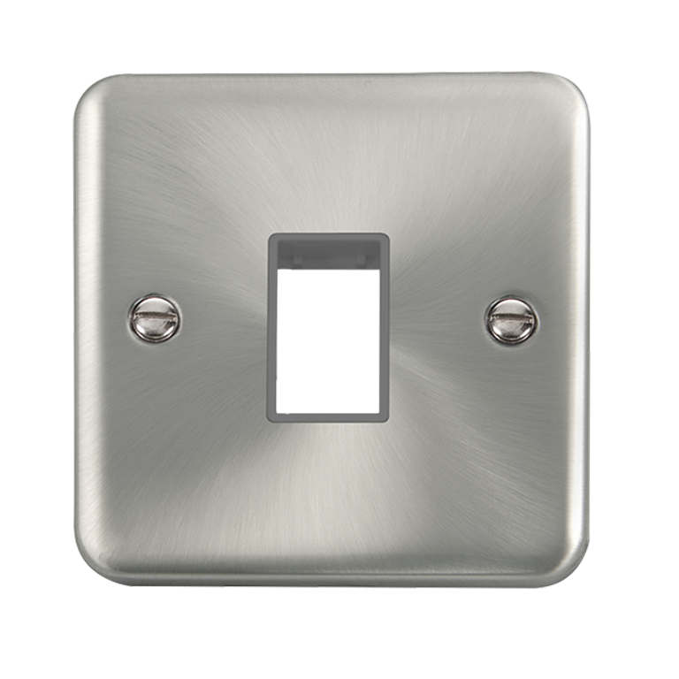 Click Deco Plus 1 Gang 1 Aperture Unfurnished Minigrid Plate Satin Chrome with Grey Inserts