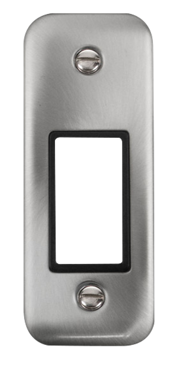 Click Deco Plus 1 Gang Minigrid Unfurnished Architrave Plate Satin Chrome with Grey Inserts