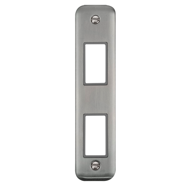 Click Deco Plus 2 Gang Minigrid Unfurnished Architrave Plate Stainless Steel with Grey Inserts