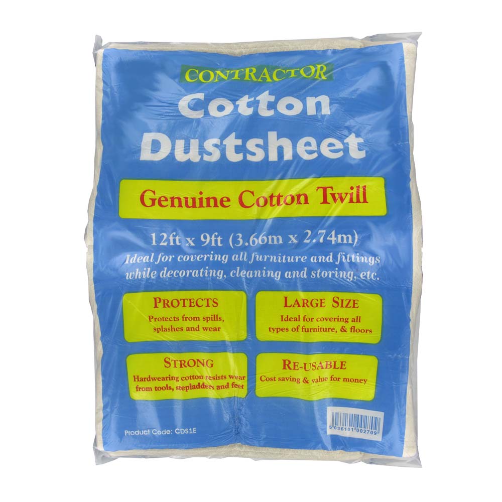 Deligo Cotton Dust Sheet 3.6 x 2.7m - Washable and Reusable