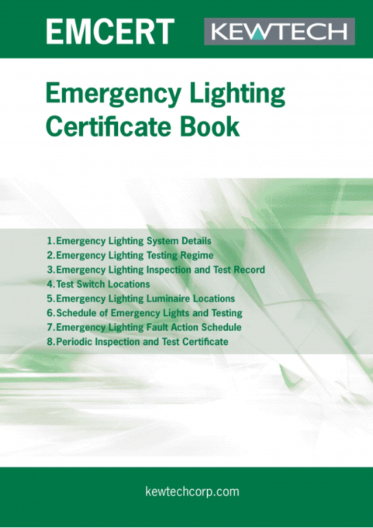Kewtech Emergency Lighting Certifcate Pad