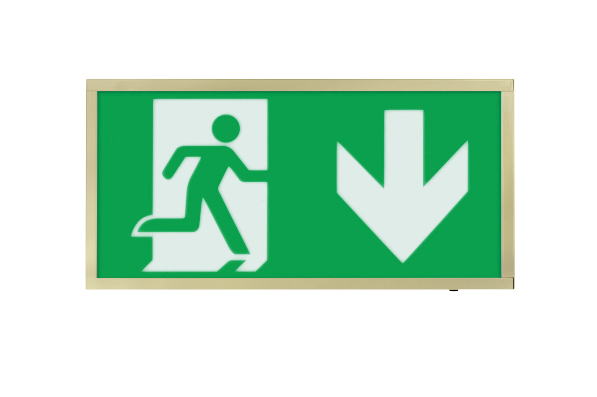 ESP Duceri 3W IP20 Emergency Exit Box Down Arrow Brass