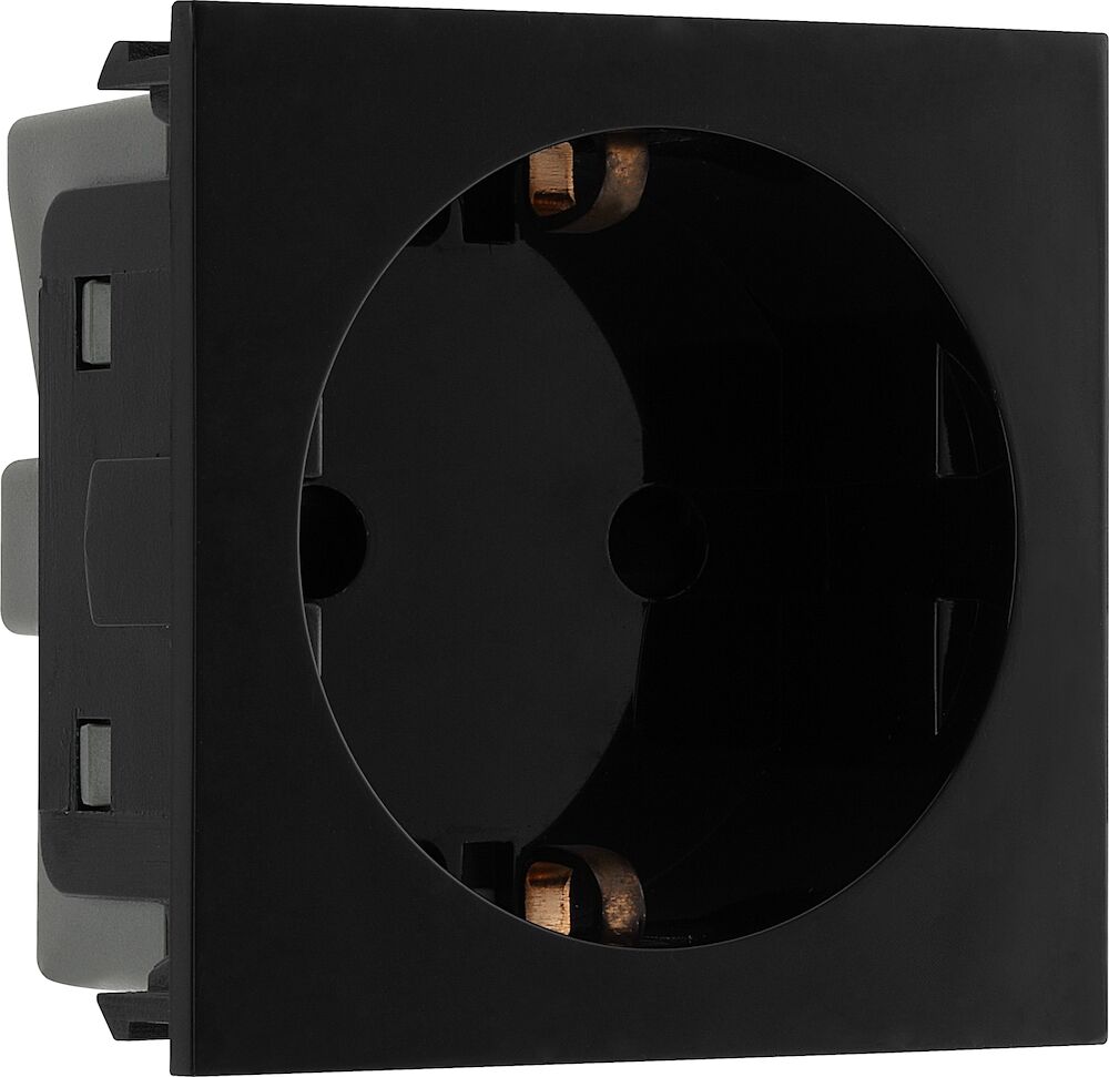 BG Euro 16A Schuko Unswitched Power Module Socket Black