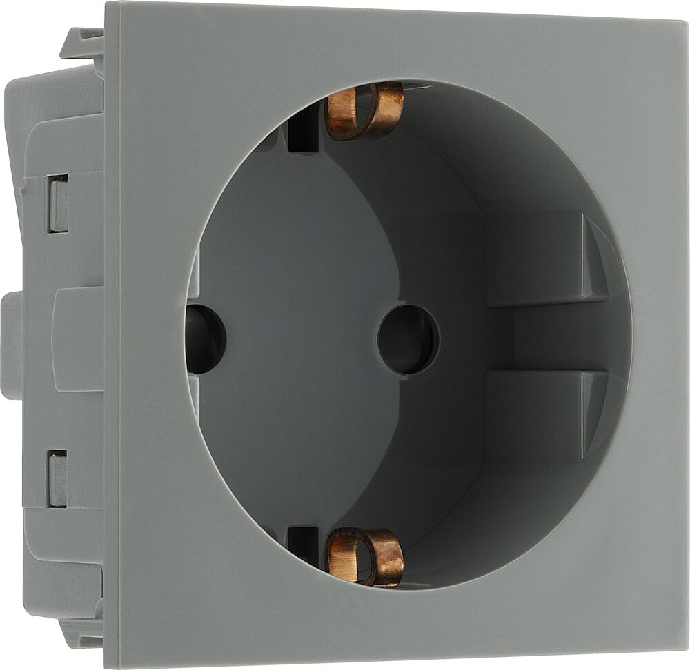 BG Euro 16A Schuko Unswitched Power Module Socket Grey