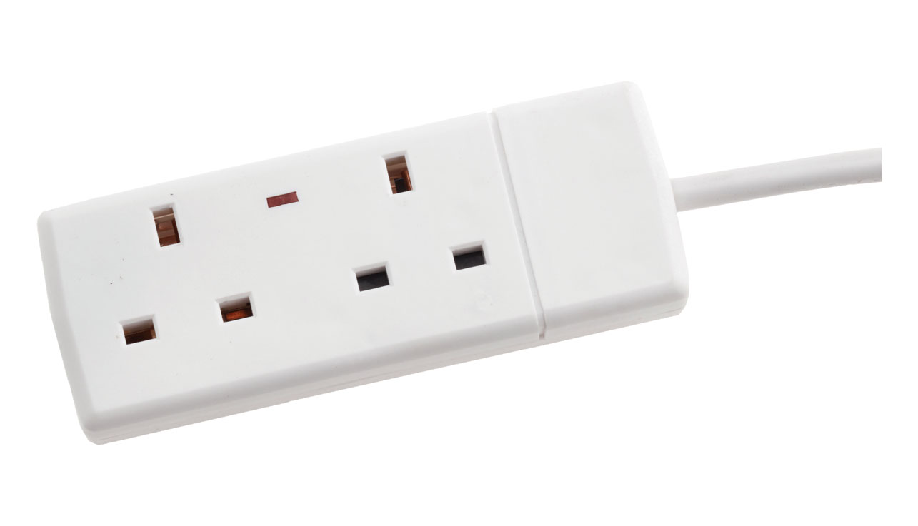 Deta 2 Gang 13A Extension Lead with Neon (5m Length)