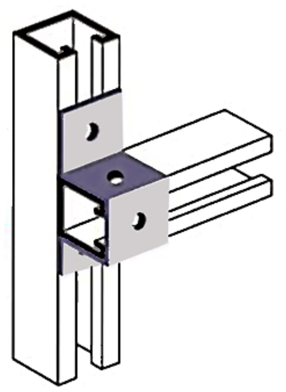CSS 41mm x 41mm 3 Hole Top Hat Bracket