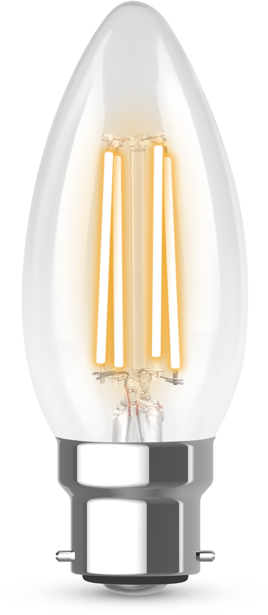 Kosnic 470lm 4.2W B22 Clear Filament Candle Lamp 4000K