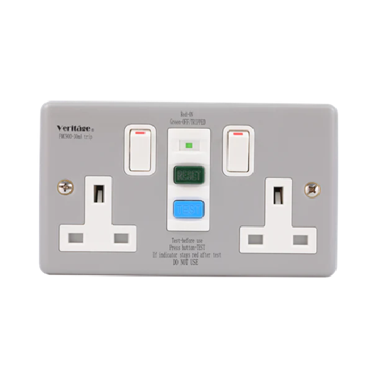 Thrion Veritage Metal Clad 13A 2 Gang Switched Twin RCD