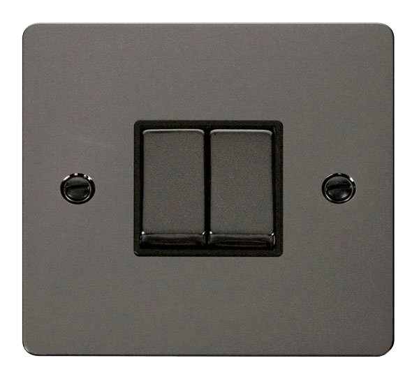 Click Define 10A 2 Gang 2 Way Plate Switch Black Nickel