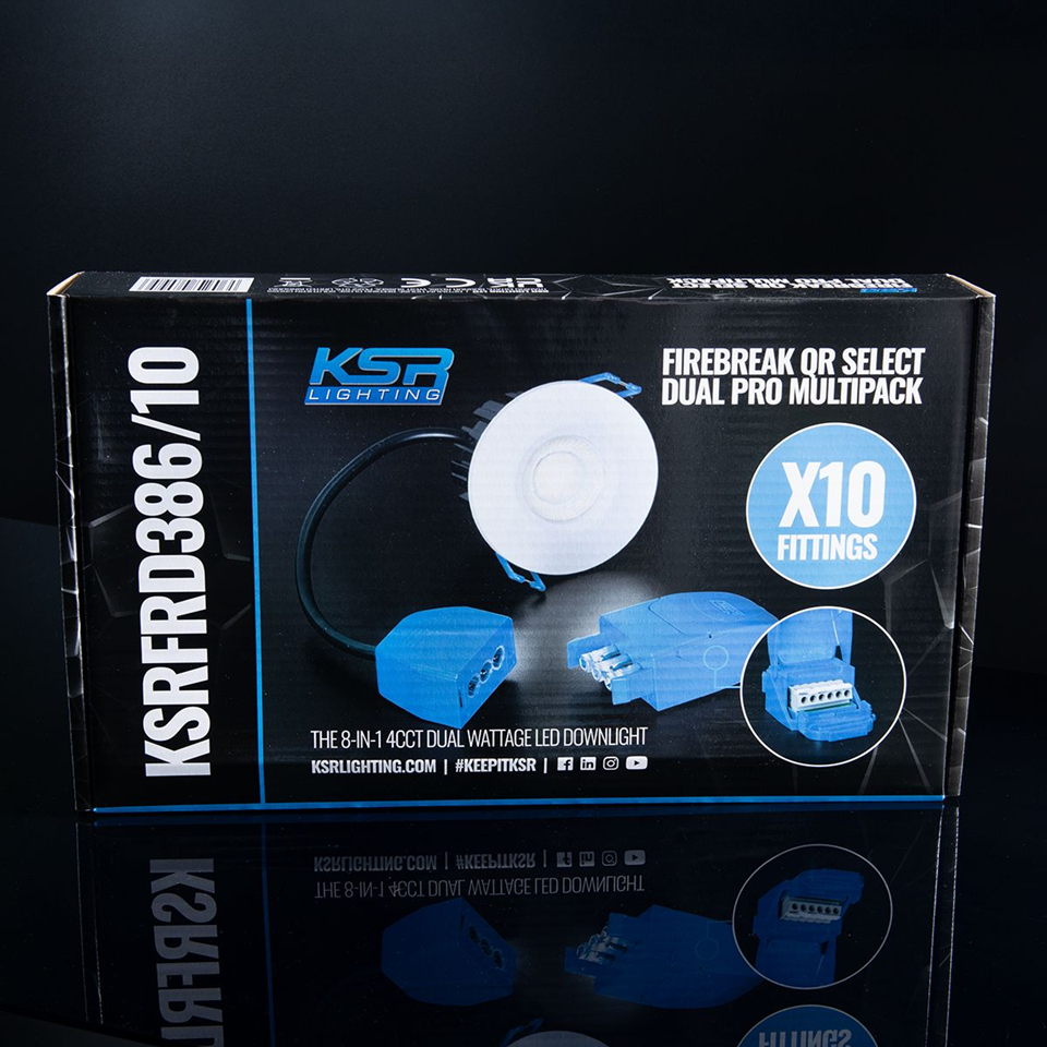 KSR Firebreak QR Pro Select Dual Wattage 4CCT IP65 Fire Rated Downlight 2700/3000/4000/6000K (Pack of 10)