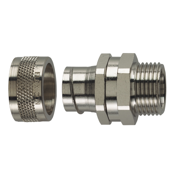 Flexicon 20mm Brass Swivel External Thread Connector For Flexible Conduit