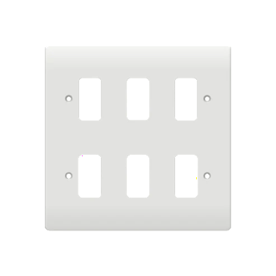 Thrion 6 Gang Grid Switch Front Plate White