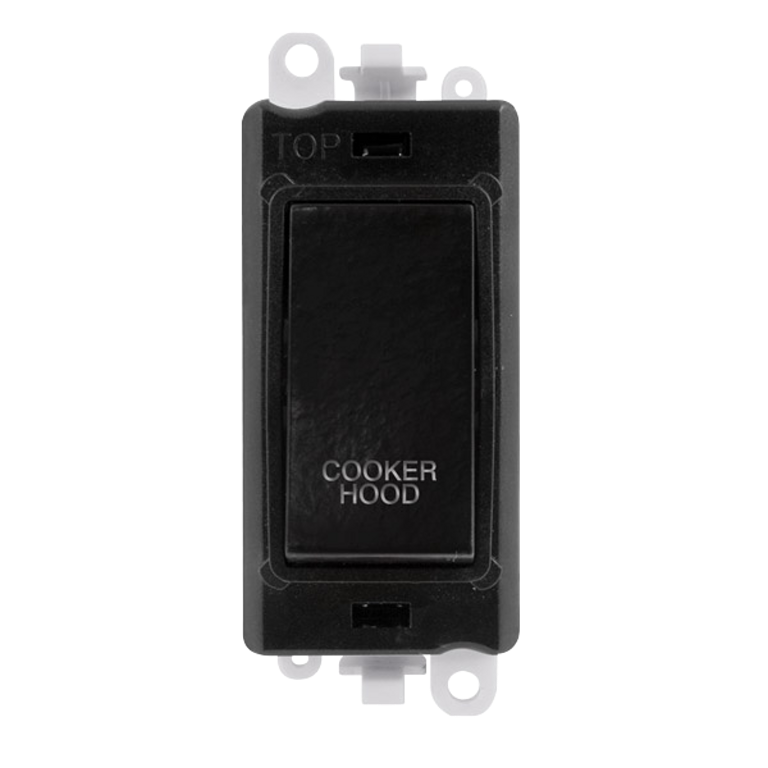 Click GridPro 20A DP Switch Module Black Engraved 'Cooker Hood'