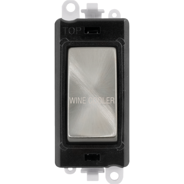 Click GridPro 20A DP Switch Module Satin Chrome Switch with Black Insert Engraved 'Wine Cooler'