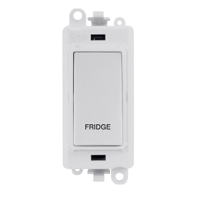Click GridPro 20A DP Switch Module Polar White Engraved 'Fridge' 