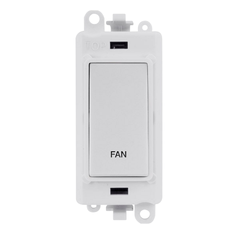 Click GridPro 20A DP Switch Module Polar White Engraved 'Fan'
