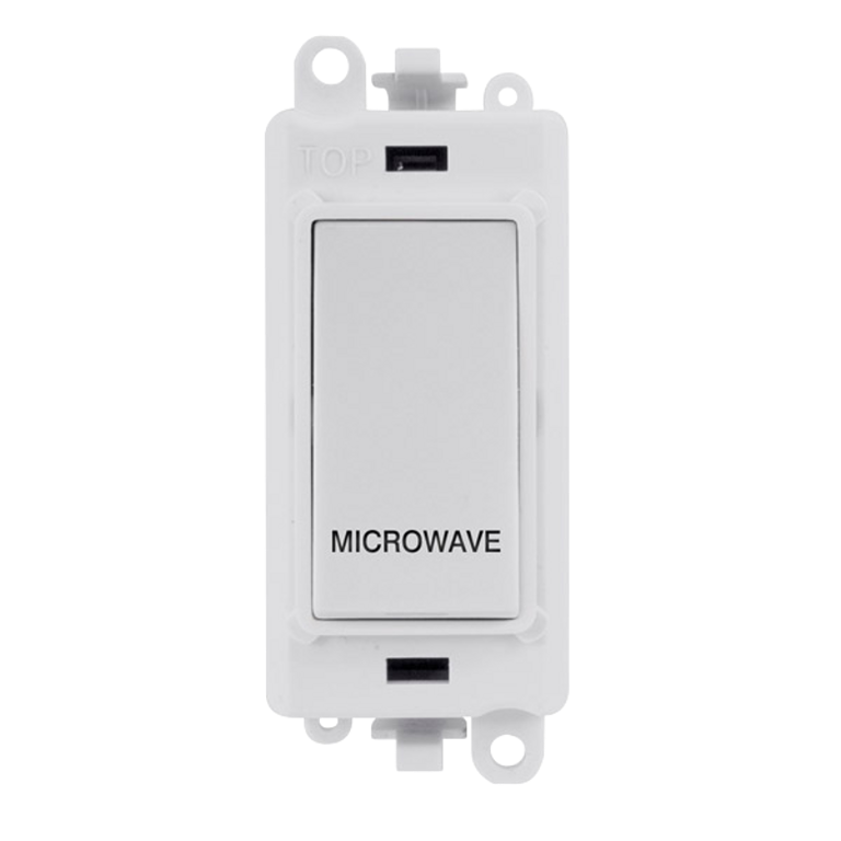 Click GridPro 20A DP Switch Module Polar White Engraved 'Microwave'