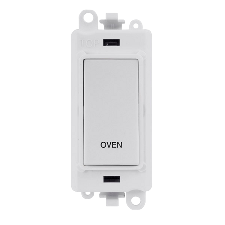 Click GridPro 20A DP Switch Module Polar White Engraved 'Oven'