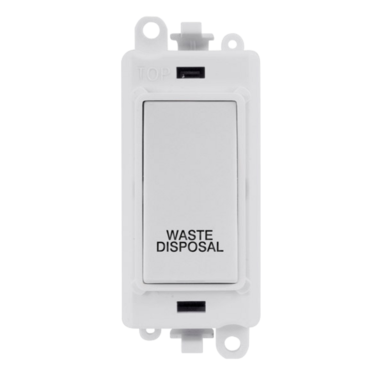 Click GridPro 20A DP Switch Module Polar White Engraved 'Waste Disposal'